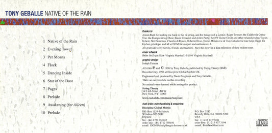 Tony Geballe : Native Of The Rain (CD, Album)