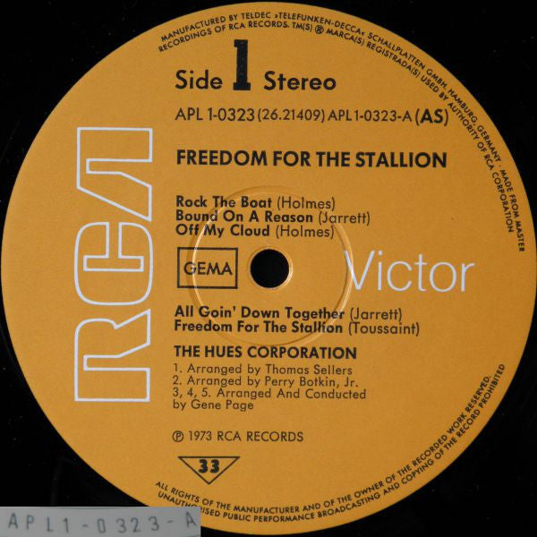 The Hues Corporation : Freedom For The Stallion (LP, Album)