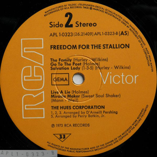 The Hues Corporation : Freedom For The Stallion (LP, Album)