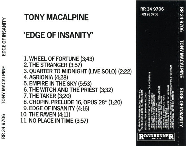 Tony MacAlpine : Edge Of Insanity (CD, Album, RP)