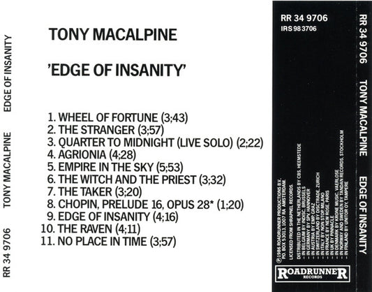 Tony MacAlpine : Edge Of Insanity (CD, Album, RP)