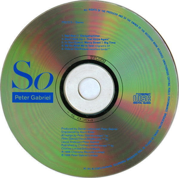 Peter Gabriel : So (CD, Album)