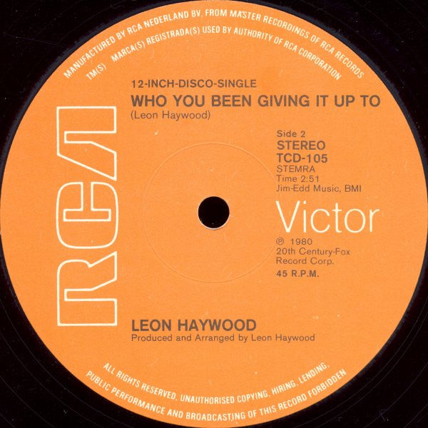 Leon Haywood : Don't Push It Don't Force It (Let It Happen Naturally) (Special 12" Disco Mix) (12", Single, Pic)