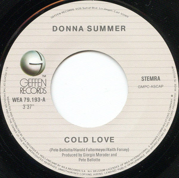 Donna Summer : Cold Love (7", Single)