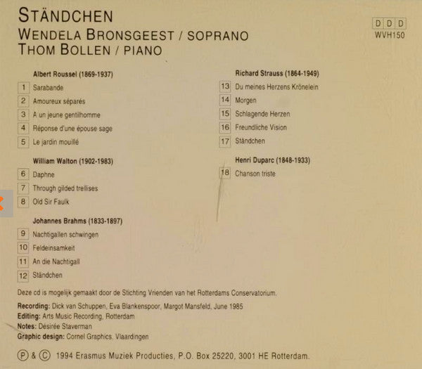 Wendela Bronsgeest, Thom Bollen : Ständchen (CD)