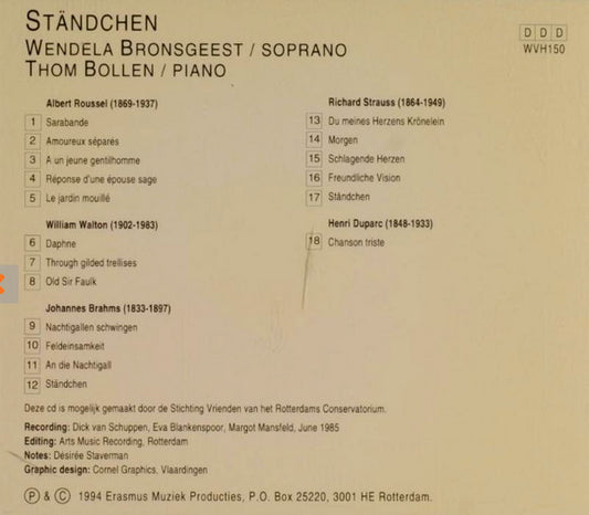 Wendela Bronsgeest, Thom Bollen : Ständchen (CD)