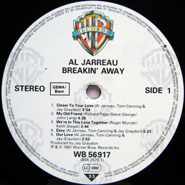 Al Jarreau : Breakin' Away (LP, Album)
