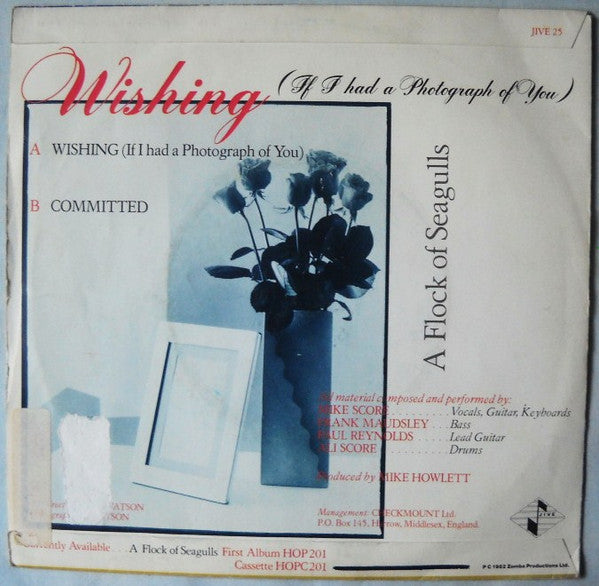 A Flock Of Seagulls : Wishing (If I Had A Photograph Of You) (7", Single)
