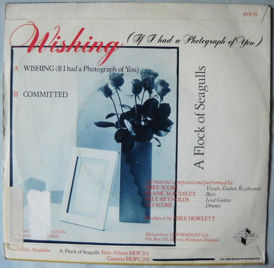 A Flock Of Seagulls : Wishing (If I Had A Photograph Of You) (7", Single)