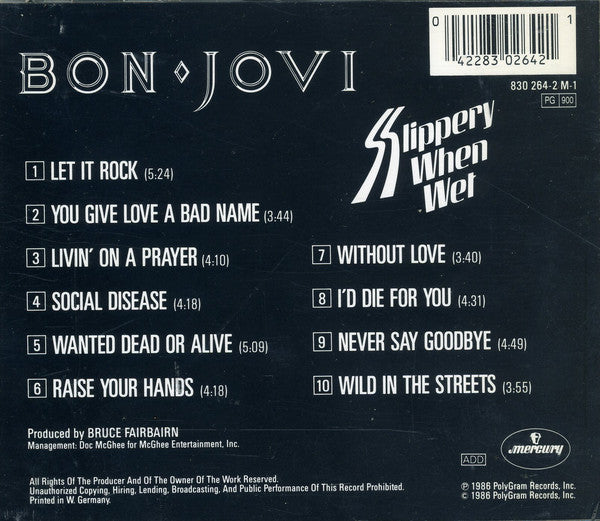 Bon Jovi : Slippery When Wet (CD, Album)