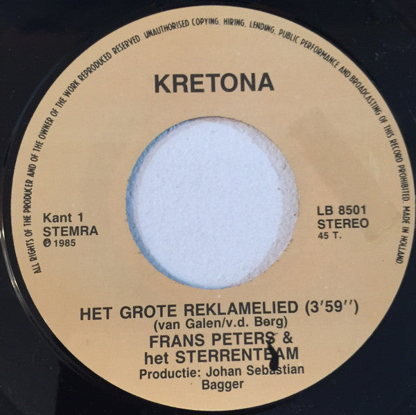 Frans Peters & Het Sterrenteam : Het Grote Reclamelied (7", Single)