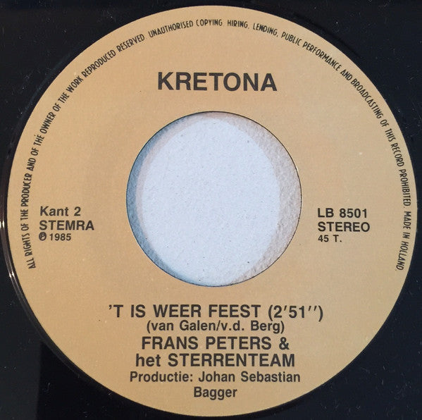 Frans Peters & Het Sterrenteam : Het Grote Reclamelied (7", Single)