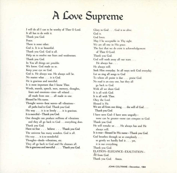 John Coltrane : A Love Supreme (CD, Album, RE, RM)