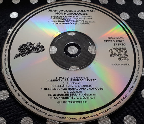 Jean-Jacques Goldman : Non Homologué (CD, Album, RE)