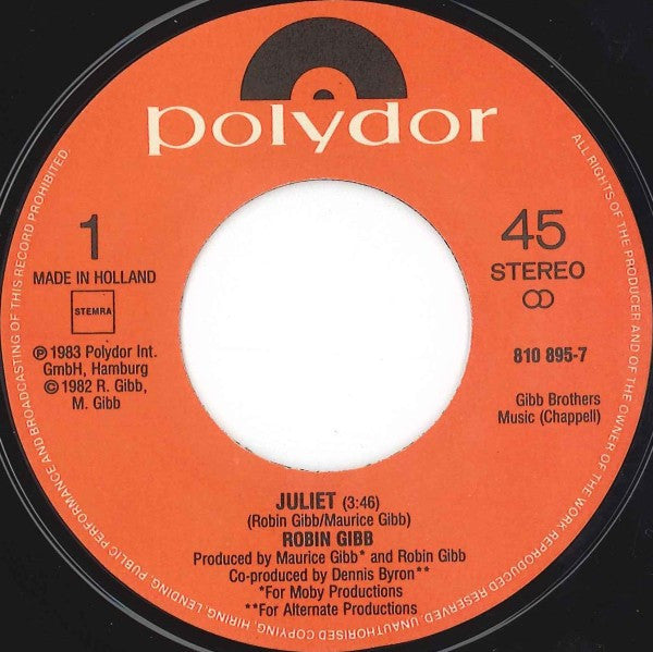 Robin Gibb : Juliet (7", Single)