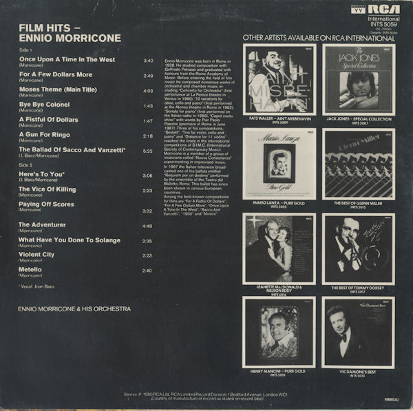 Ennio Morricone : Film Hits (LP, Comp, RE)