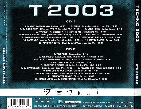 Various : T 2003 - Techno 2003 (2xCD, Comp)