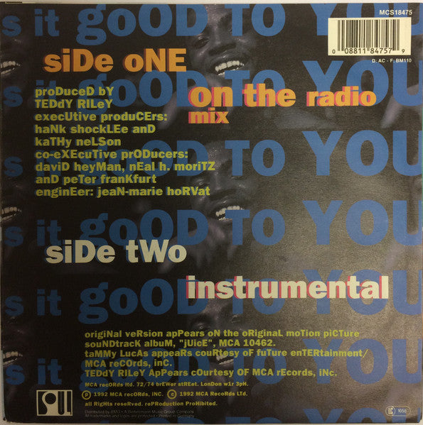 Teddy Riley Featuring Tammy Lucas : Is It Good To You (7")