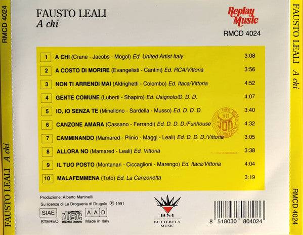 Fausto Leali : A Chi (CD, Comp)