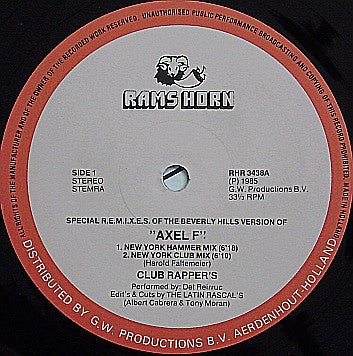 Det Reirruc / Club's Rappers : Axel F / Like Eddie Did (12", Maxi)