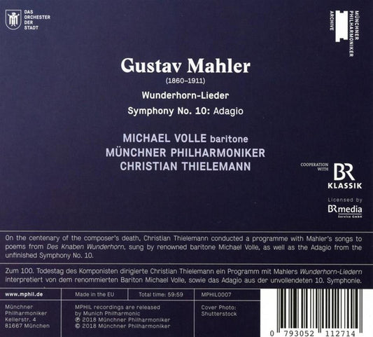 Münchner Philharmoniker, Gustav Mahler, Michael Volle, Christian Thielemann : Wunderhorn-Lieder; Symphony No. 10 (CD, Album)