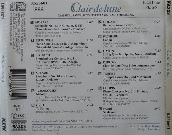 Various : Clair de Lune - Classical Favourites For Relaxing And Dreaming (CD, Comp)