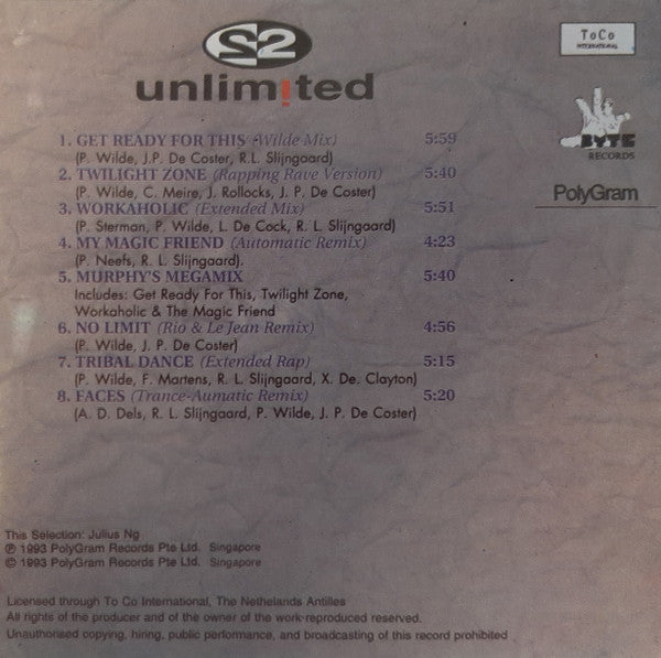 2 Unlimited : The 1993 No Limits Far East Commemorative CD (CD, Comp)