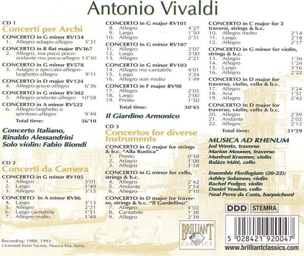 Antonio Vivaldi : Concerti (3xCD)