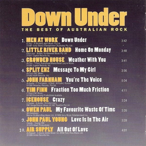 Various : Down Under (The Best Of Australian Rock) (CD, Comp)