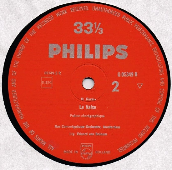 Maurice Ravel, Concertgebouworkest, Eduard van Beinum : Bolero - La Valse (10", Mono)