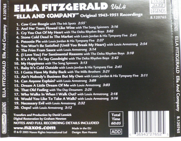 Ella Fitzgerald : Ella And Company (Vol.4 Original 1943-1951 Recordings) (CD, Comp)
