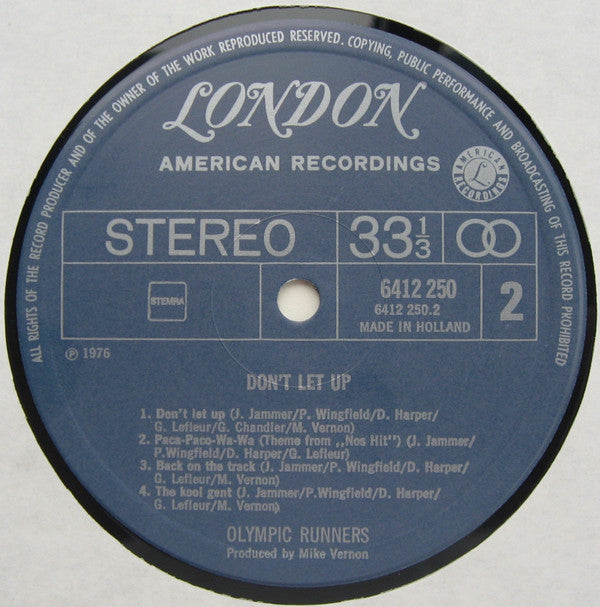 Olympic Runners : Don't Let Up (LP, Album)