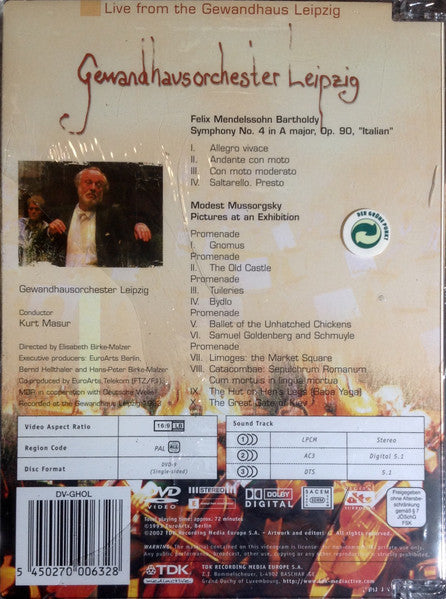 Felix Mendelssohn-Bartholdy / Modest Mussorgsky / Gewandhausorchester Leipzig, Kurt Masur : Live From The Gewandhaus Leipzig (DVD, RE)
