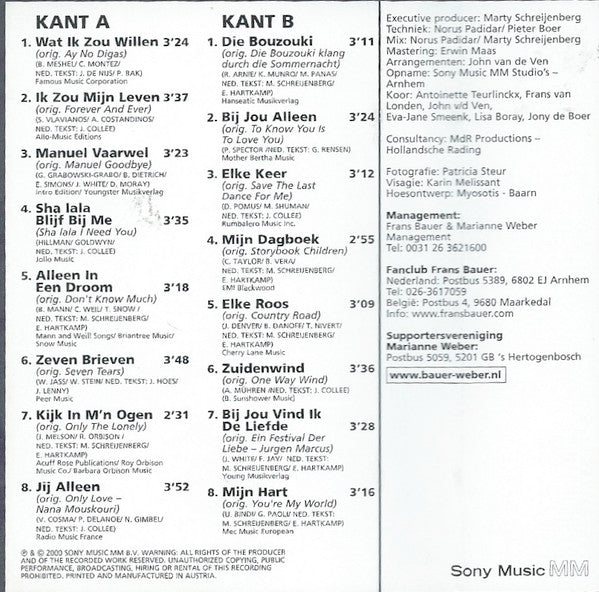 Frans Bauer & Marianne Weber : Wat Ik Zou Willen (Cass, Album)