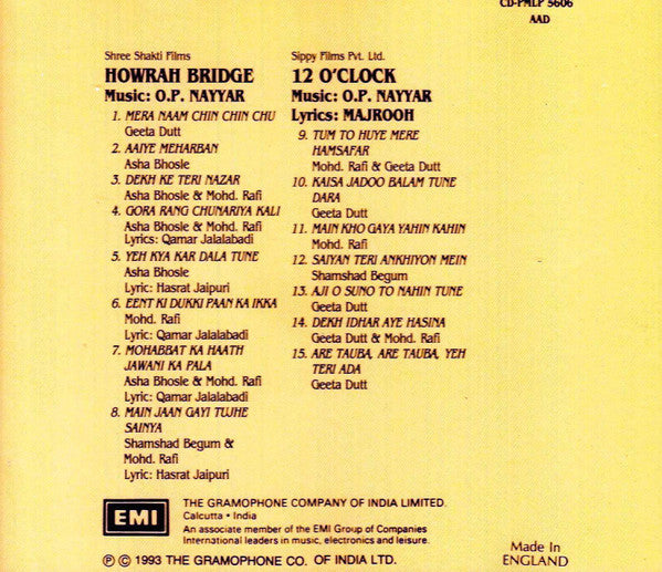 O. P. Nayyar : Howrah Bridge /  12 O'Clock (CD, Comp)