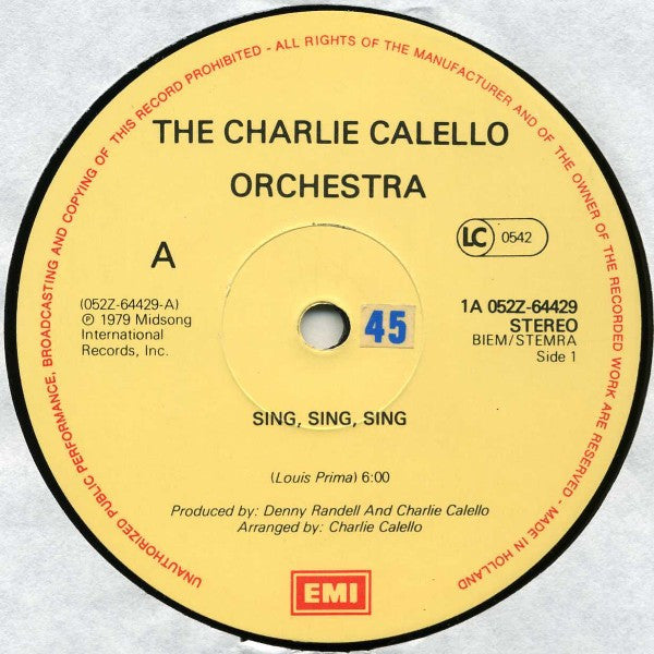 The Charlie Calello Orchestra : Sing, Sing, Sing / In The Mood (12", Single)