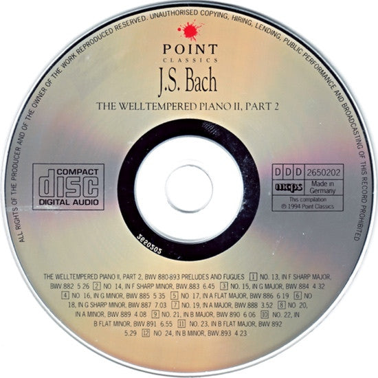 Johann Sebastian Bach, Christiane Jaccottet : The Welltempered Piano II, Part 2 (CD, Album)