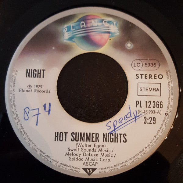 Night : Hot Summer Nights (7", Single)