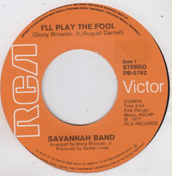 Dr. Buzzard's Original Savannah Band : I'll Play The Fool (7", Single)