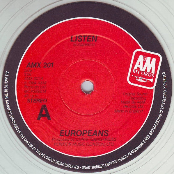 Europeans : Listen (12", Single, Cle)