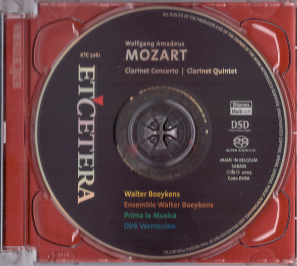 Wolfgang Amadeus Mozart, Ensemble Walter Boeykens, Prima La Musica, Dirk Vermeulen : Clarinet Concerto In A, Kv 622 (SACD)