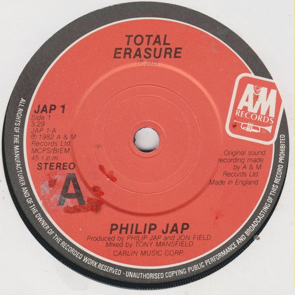 Philip Jap : Total Erasure (7", Single)