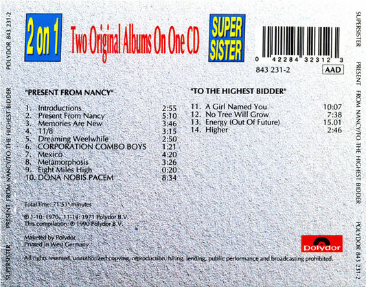 Supersister (2) : Present From Nancy / To The Highest Bidder (CD, Comp, PDO)