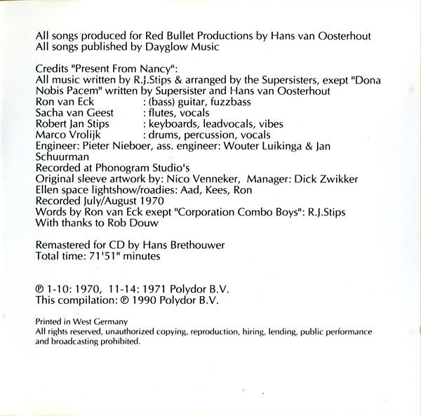 Supersister (2) : Present From Nancy / To The Highest Bidder (CD, Comp, PDO)