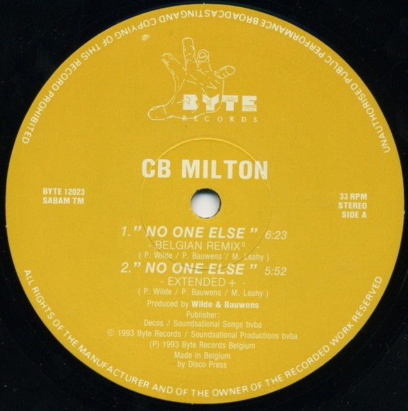 CB Milton : No One Else (12", Maxi)