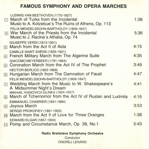 Slovak Radio Symphony Orchestra, Ondrej Lenárd : Famous Symphony And Opera Marches (CD)
