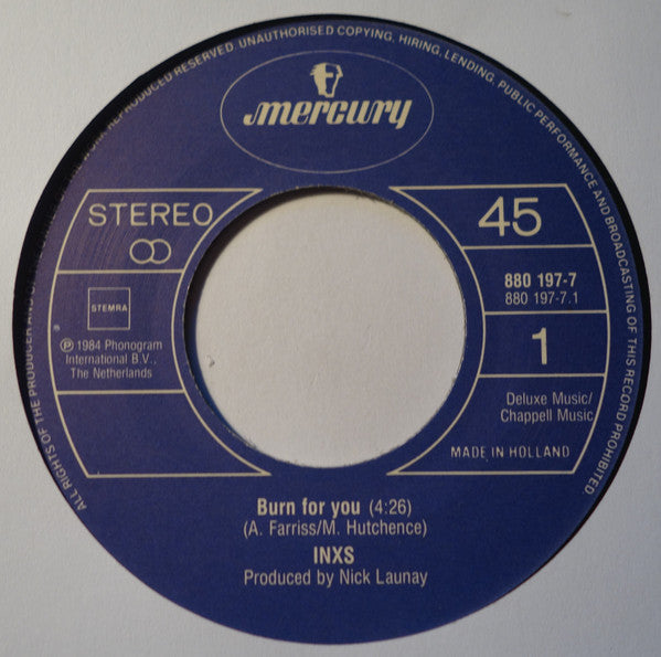 INXS : Burn For You (7", Single)
