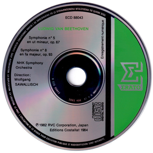 Ludwig van Beethoven, NHK Symphony Orchestra, Wolfgang Sawallisch : Symphonie N° 5 / Symphonie N° 8 (CD, Album, Num)