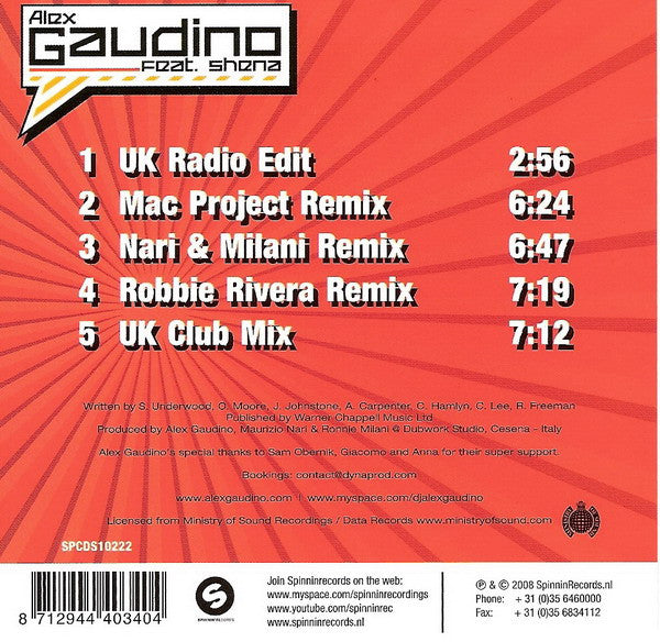 Alex Gaudino Feat. Shena : Watch Out (CD, Single)