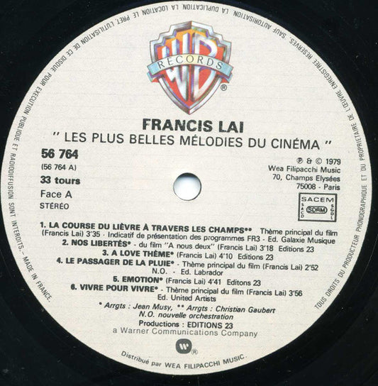 Francis Lai : Les Plus Belles Mélodies Du Cinéma (LP, Comp)